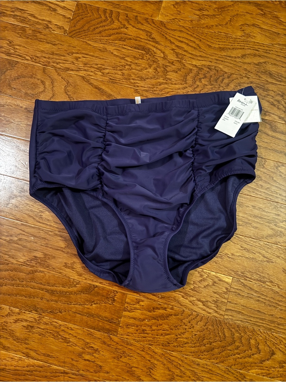 Raisins | Women’s Plus Size Navy Ruched High-Waist Bikini Bottom Size 20W